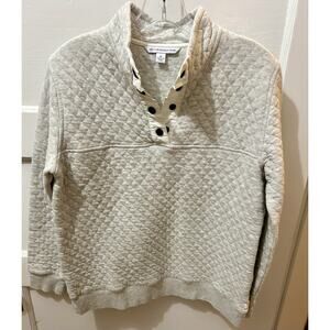 Southern Tide Womens Preppy Quilted Pullover Sweater Small Ivory Classic Coastal